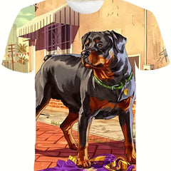 Cartoon Dog Graphic T shirt for Boys 3D Print Breathable Stretchy Tee for Summer
