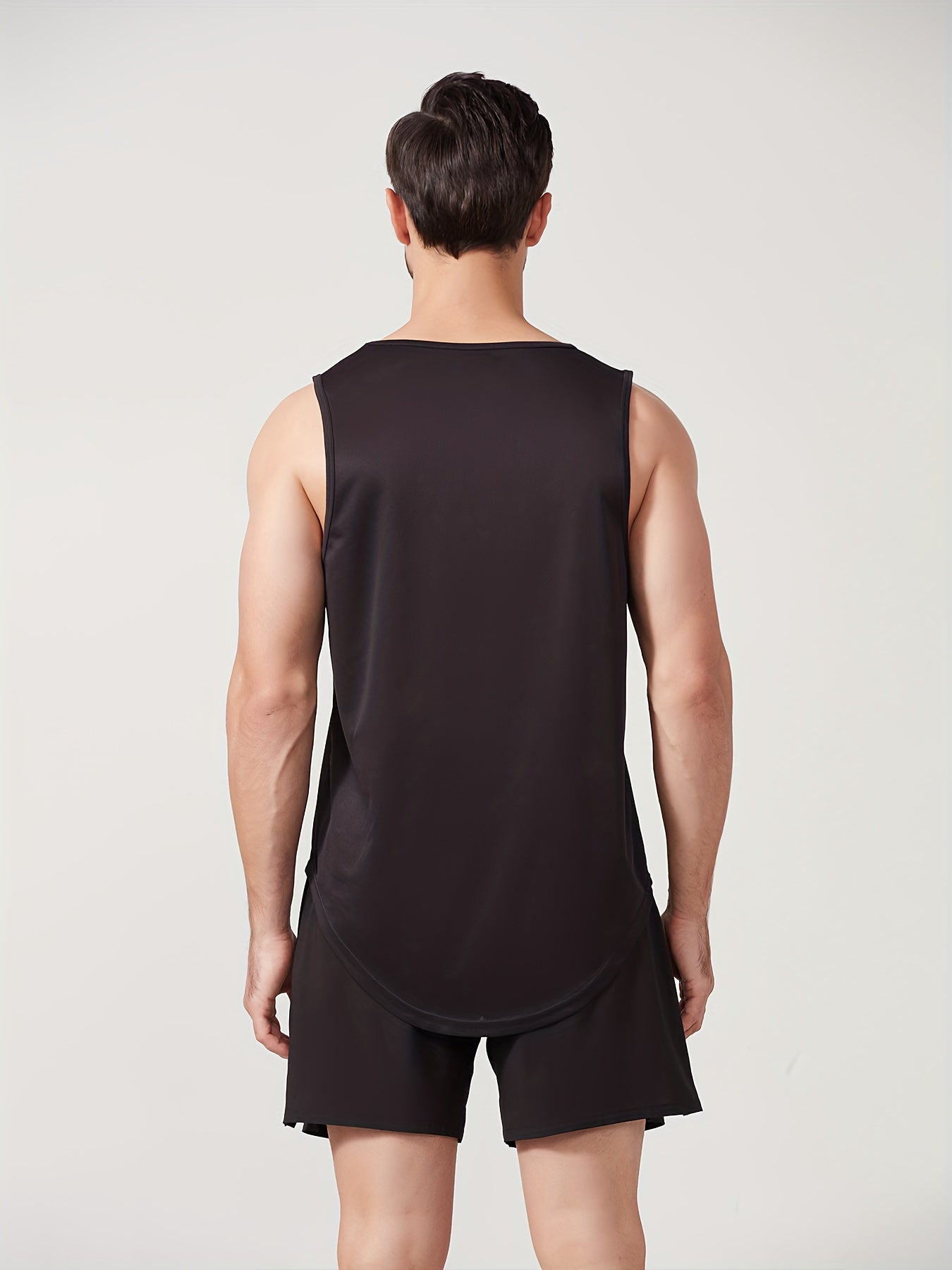 Men's Solid Tank Top Quick Dry Stretch Crew Neck Sleeveless Shirt
