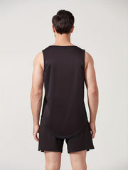 Men's Solid Tank Top Quick Dry Stretch Crew Neck Sleeveless Shirt