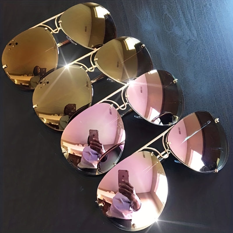 Top Bar Aviator Sunglasses Mirror Lens UV400