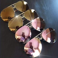 Top Bar Aviator Sunglasses Mirror Lens UV400