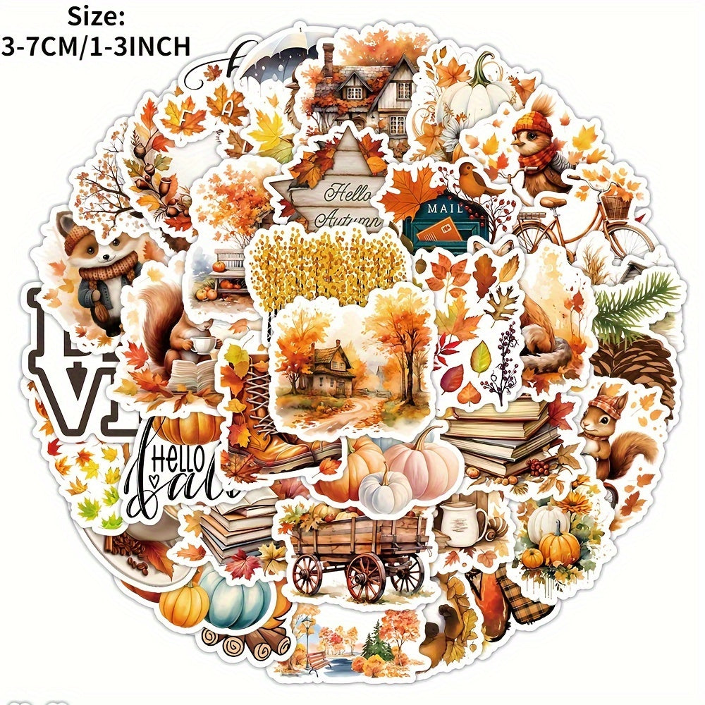 50pcs Healing Autumn Scenery Series Stickers Waterproof DIY Sticker Pack