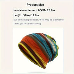 Winter Striped Skull Cap Hip Hop Beanie Hat for Men Women