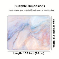 Pink Marble Mouse Pad with Stitched Square Design