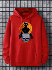 Men's Halloween Style Cat & Skull Hoodie