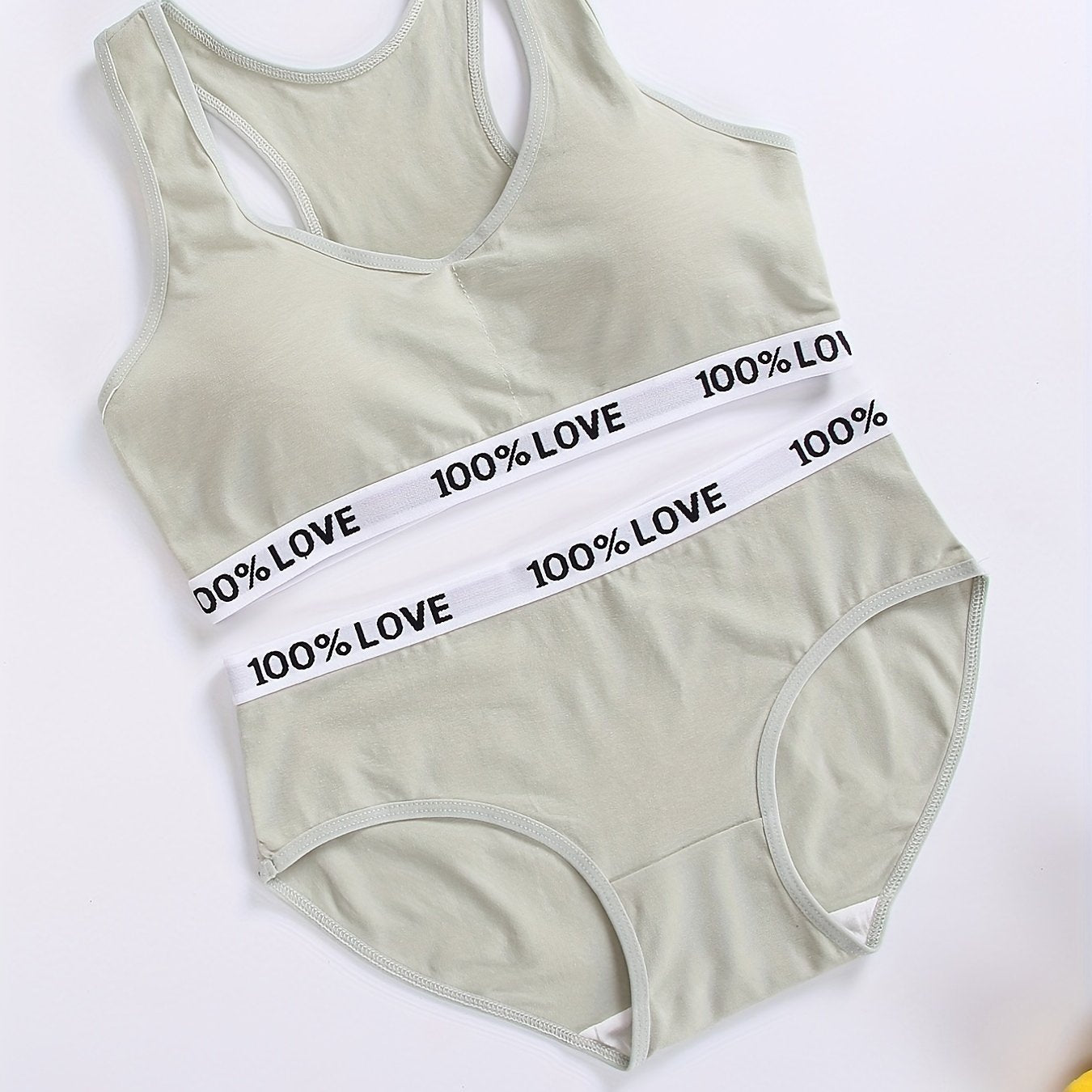 Letter Print Bra & Panties Set Women's Lingerie