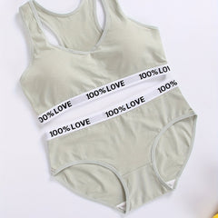Letter Print Bra & Panties Set Women's Lingerie