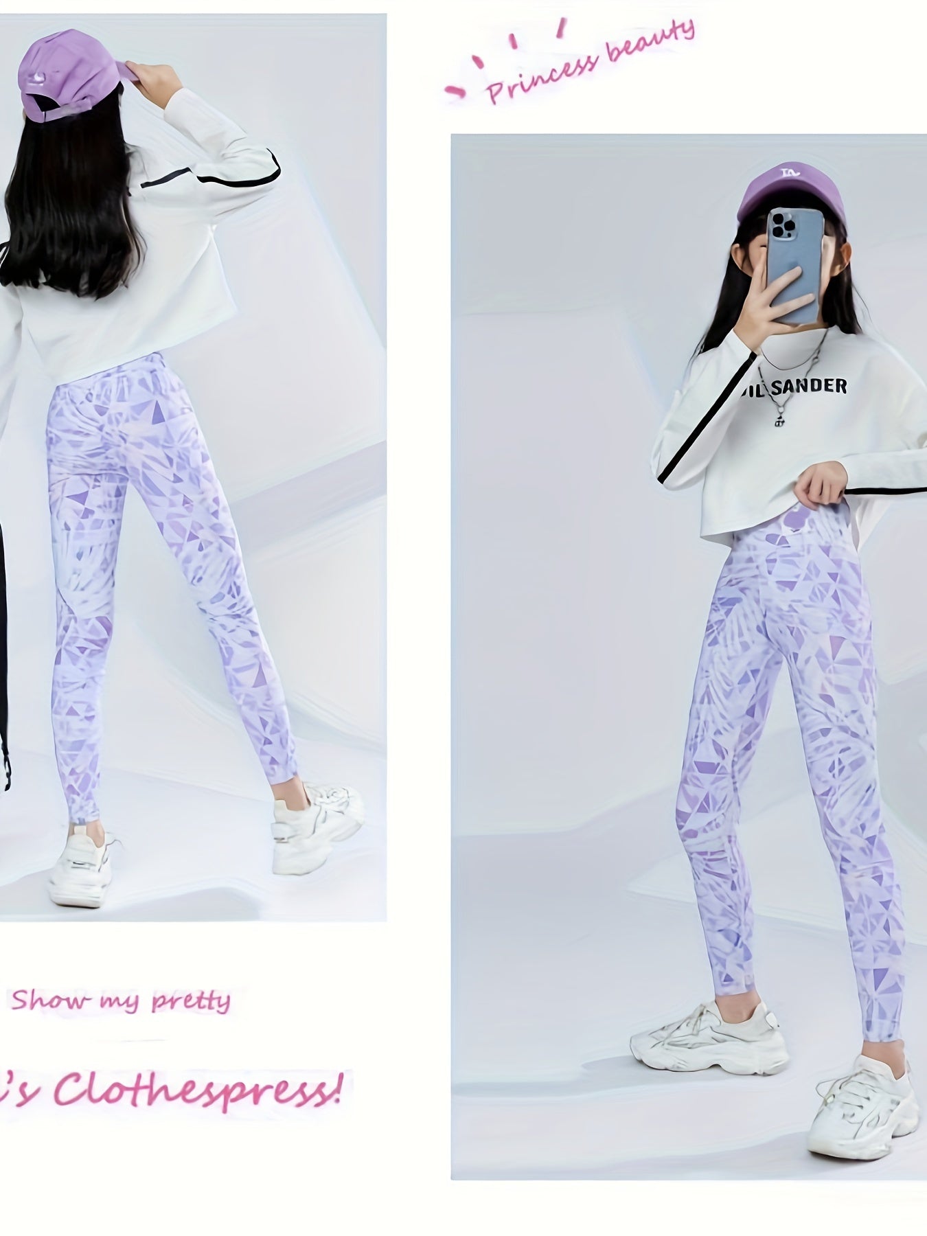 Girls Lightweight Slim Leggings Activewear Pants For Sports Yoga