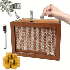 Retro Wooden Money Box with Digital Scale and Counter