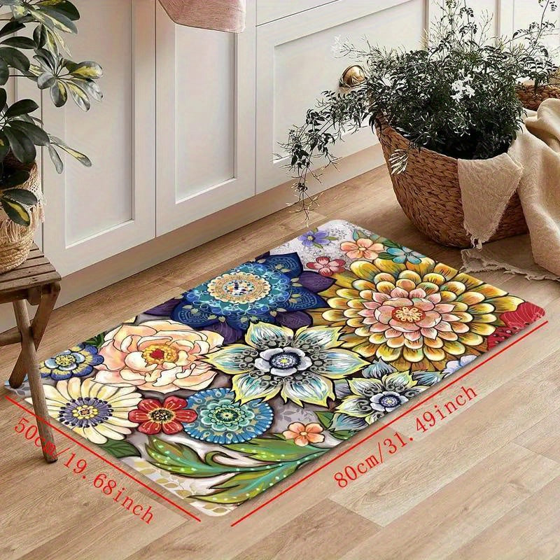 Floral Cushioned Anti Fatigue Kitchen Rug Set