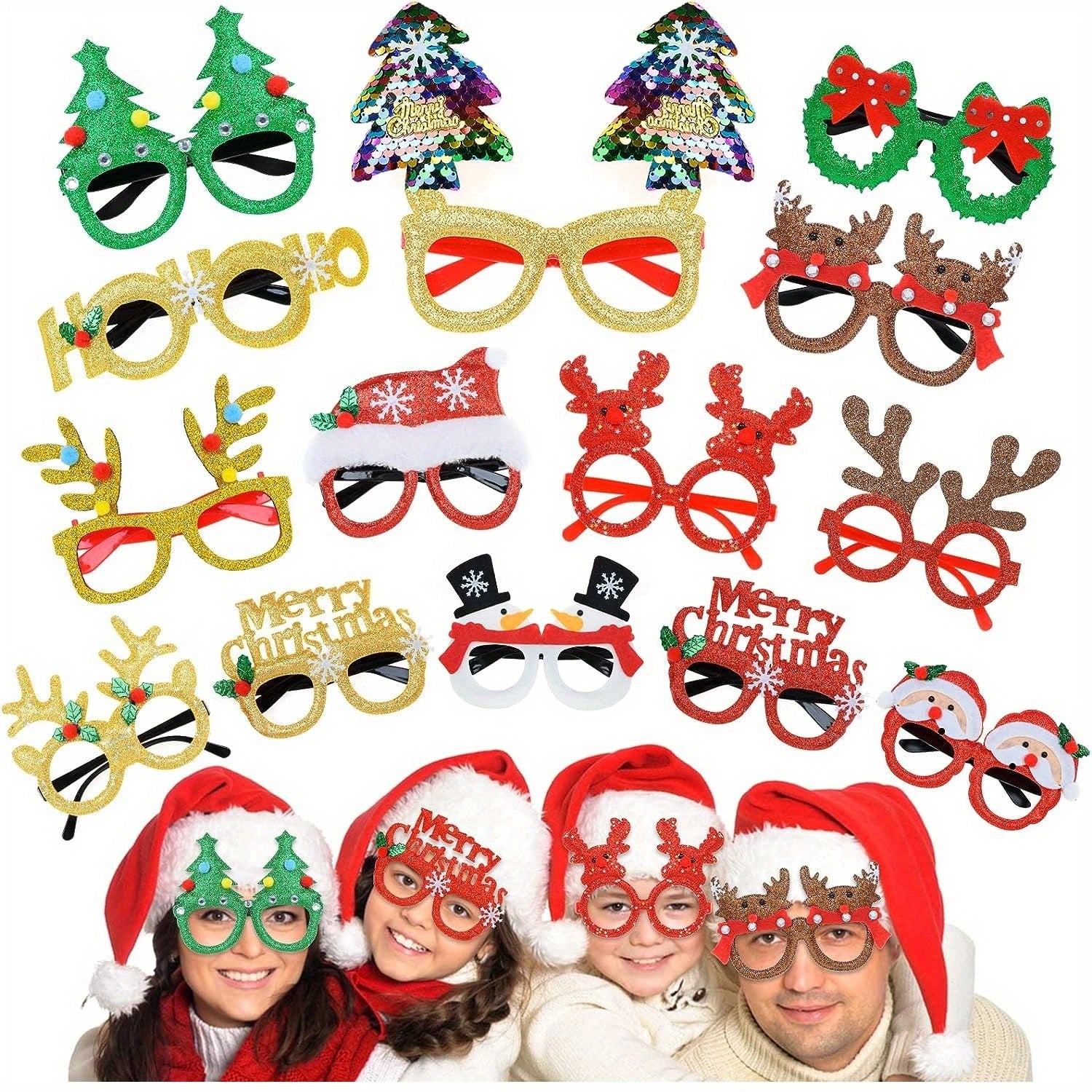 Christmas Glitter Party Glasses Fun Novelty Eyeglasses Holiday Favors