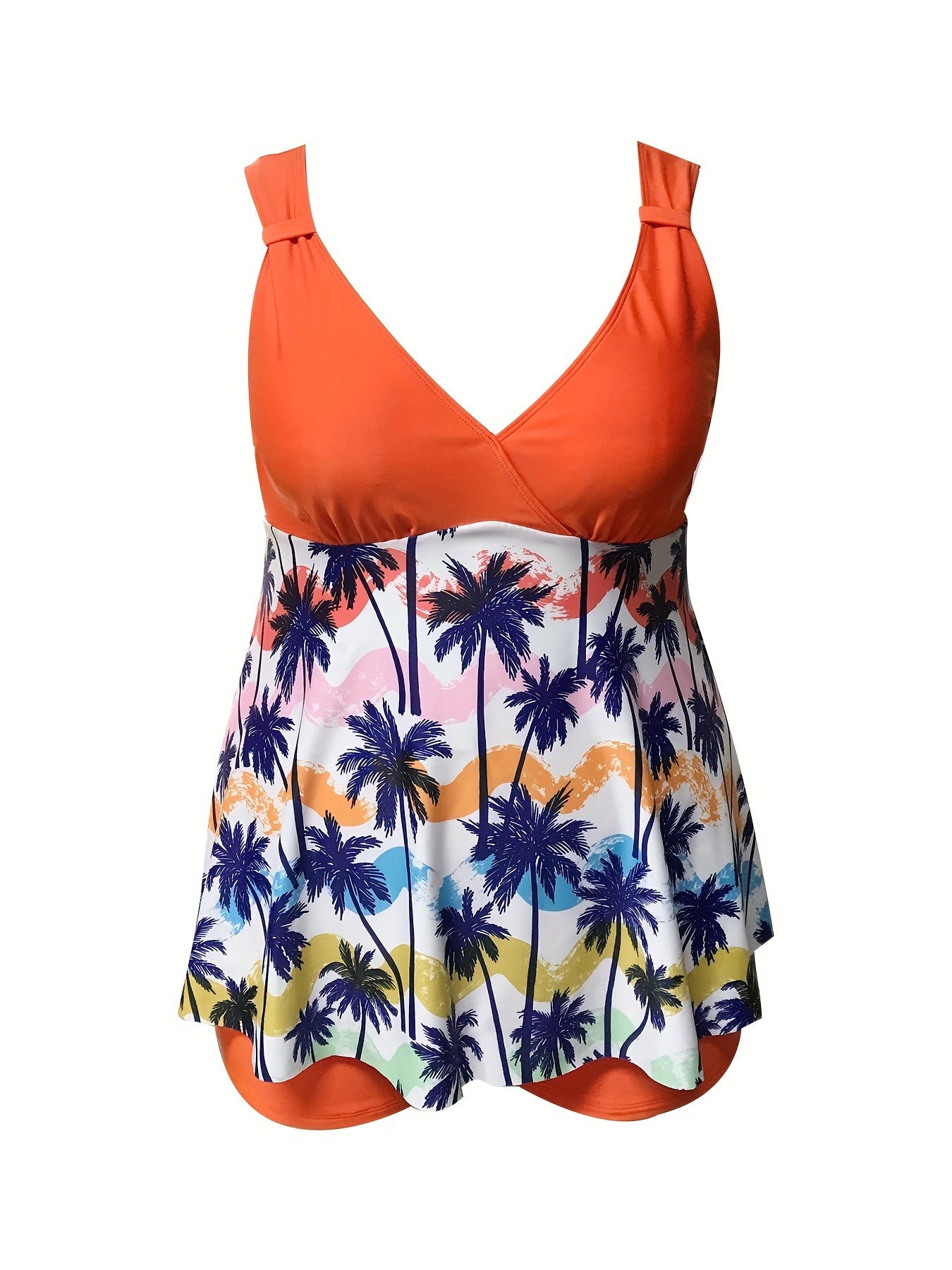 Graffiti & Trees Print Ruched Tankini Set