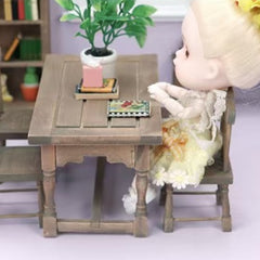 1:12 Scale Wooden Dining Table for Dollhouse Miniature Handcrafted