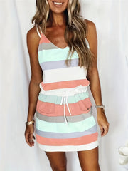 Casual Backless Drawstring Waist Dress