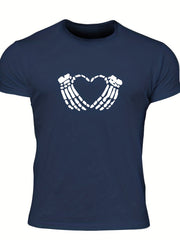 Men's Heart Graphic T shirt Casual Stretch Tee Summer Outdoor