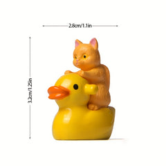 Yellow Duck Cat Kitten Micro Landscape Gardening Doll