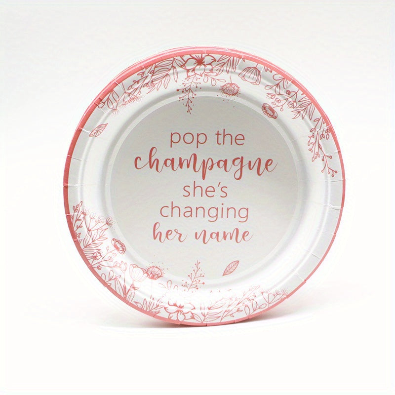 10pcs Rose Gold Bridal Shower Plates Disposable Engagement Party Decor