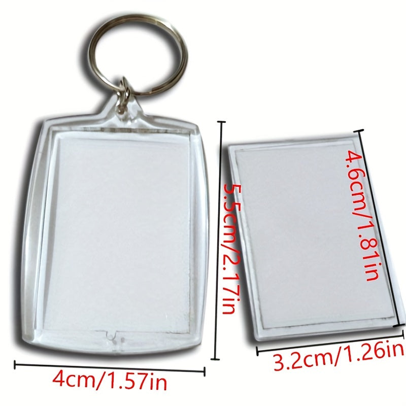 5pcs Acrylic Photo Frame Key Chain Clear Picture Holder DIY Keyring Pendant