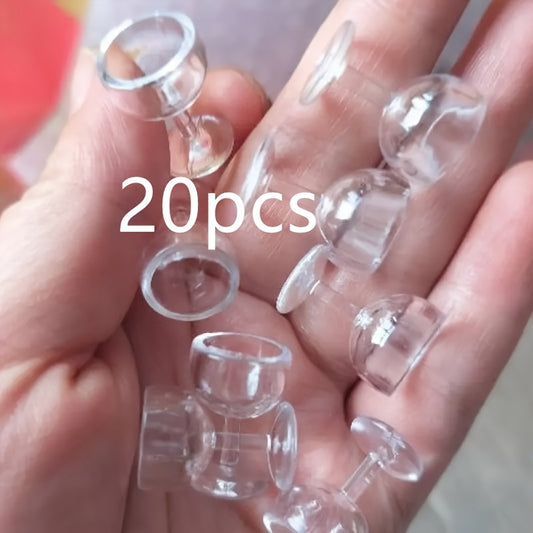 20pcs Dollhouse Miniature Wine Glasses Clear Plastic Tall Cups for Kitchen Decor
