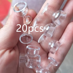 20pcs Dollhouse Miniature Wine Glasses Clear Plastic Tall Cups for Kitchen Decor