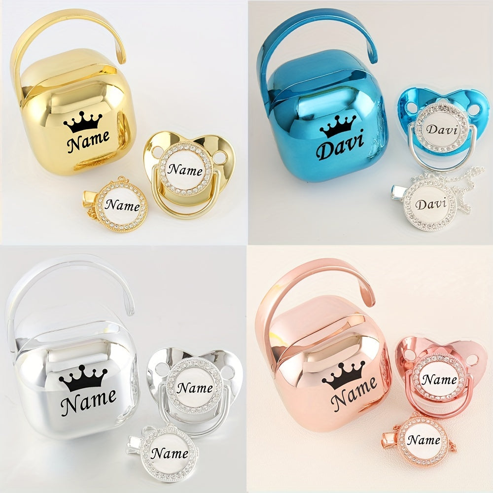 Personalized Baby Pacifier Set with Name, Box & Clip
