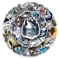 50pcs Wolf Pattern Waterproof Stickers for Water Bottles Laptops Scrapbooks