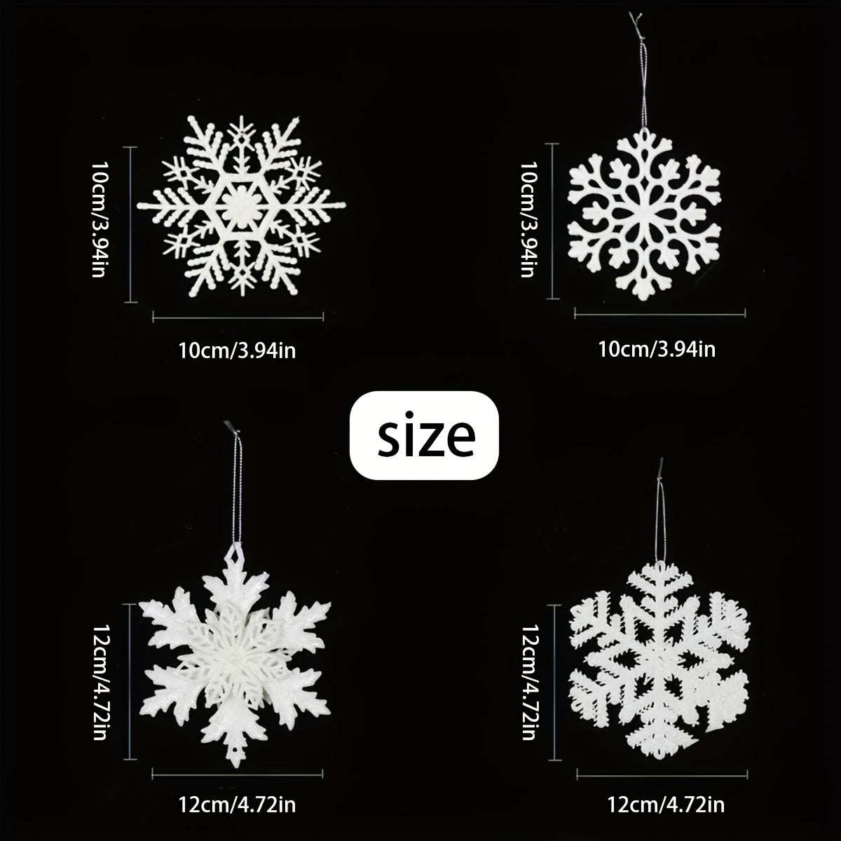 3 Christmas Snowflake Hanging Decorations for Tree & Venue