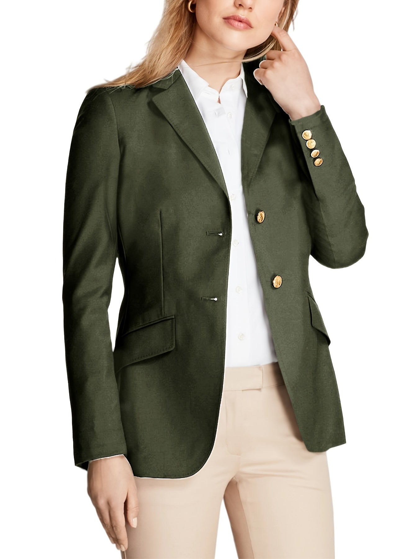 Solid Long Sleeve Work Office Blazer Women's Clothing