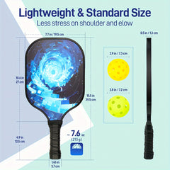 Fiberglass Surface Pickleball Set with Paddle, Ball, Bag, Grip