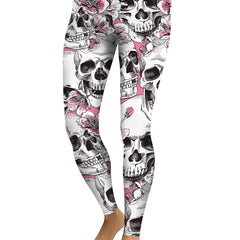 Skull Flower Fitness Leggings Halloween Yoga Pants
