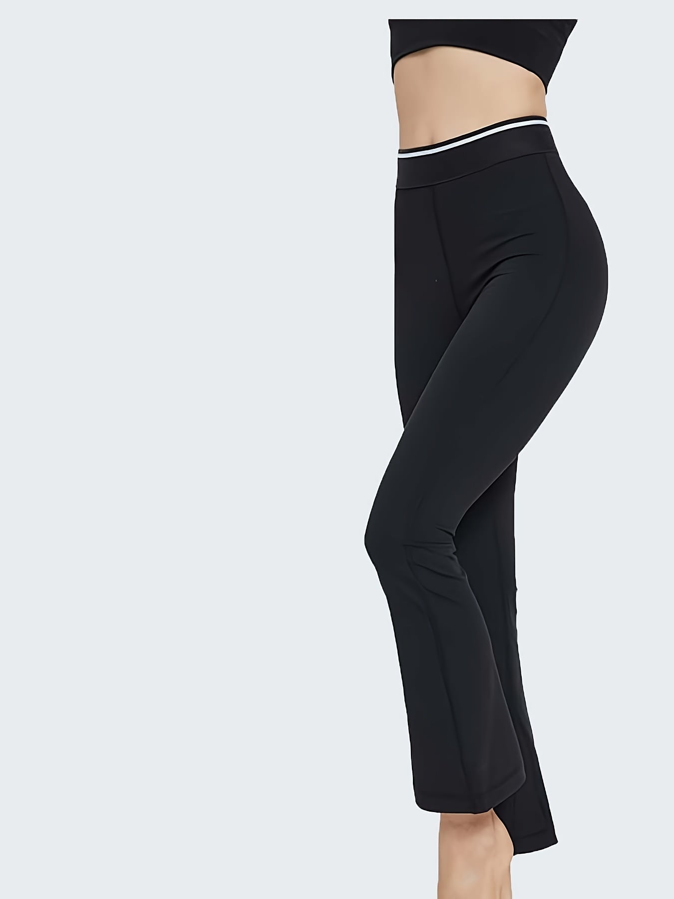 High Waist Bell Bottom Yoga Pants Loose Fit Fitness Bootleg Pants