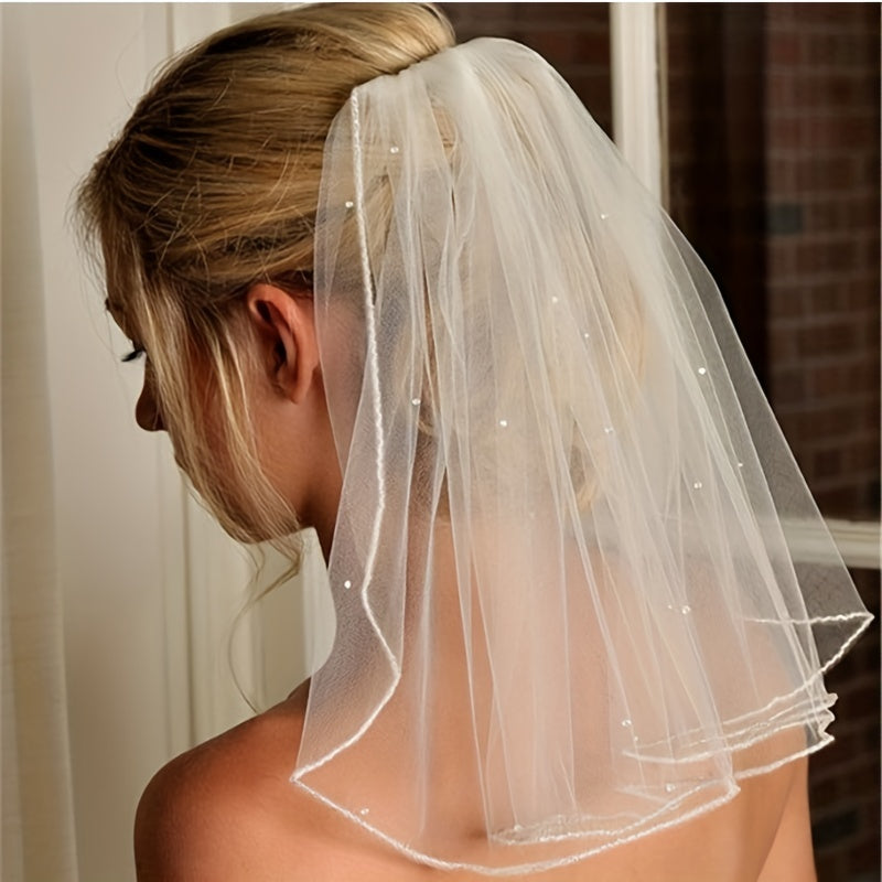 Short Wedding Bridal Head Veil With Comb Photo Accessories For Women
