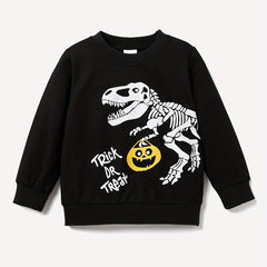 Halloween Dino Print Boys Sweatshirt for Spring Fall