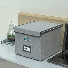 Collapsible Linen File Box Organizer with Lid