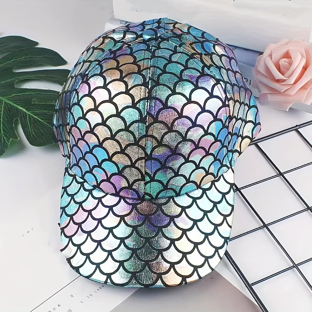 Fish Scales Pattern Baseball Cap Y2K Sparkling Sunscreen Sports Hat