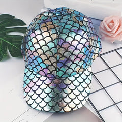 Fish Scales Pattern Baseball Cap Y2K Sparkling Sunscreen Sports Hat