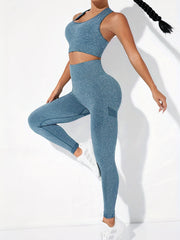 Yoga Sports Set: Racerback Sports Bra & High Waist Leggings