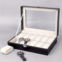 1pc Faux Leather Watch Box 12-grid Storage Collection