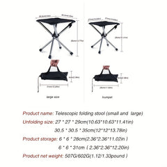 Telescopic Folding Stool Stainless Steel Outdoor Camping Fishing