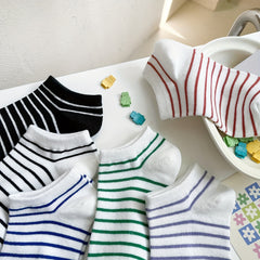 6 Pairs Striped Ankle Socks Women's Short Stockings & Hosiery