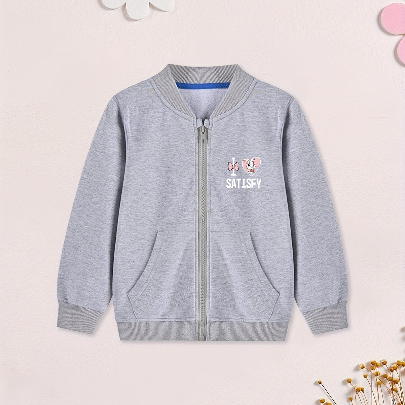 Boy's Rabbit Graphic Cotton Zip Up Jacket for Spring Fall
