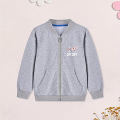 Boy's Rabbit Graphic Cotton Zip Up Jacket for Spring Fall