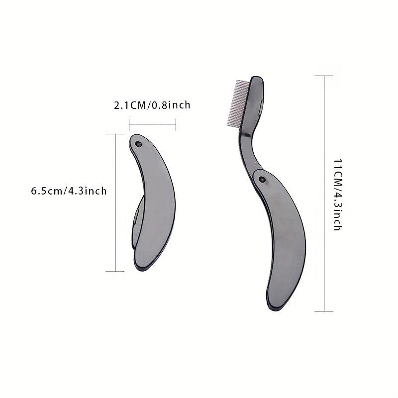 Portable Folding Eyelash Comb Stainless Steel Teeth Mini Metal Eyebrow Comb