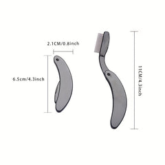 Portable Folding Eyelash Comb Stainless Steel Teeth Mini Metal Eyebrow Comb