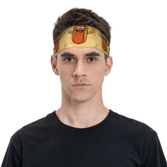 Fun Hot Dog & Burger Sports Headband Sweat Wicking Stretchy Polyester