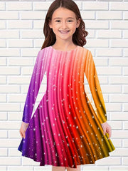 Rainbow Snowflake Print Dress for Fall Party