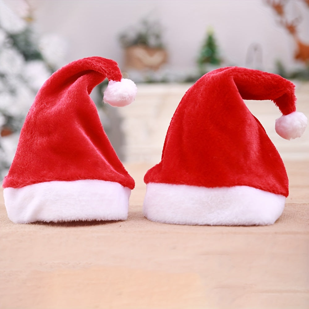 5pcs Short Plush Christmas Hat For Adults Festive Parties Celebrations