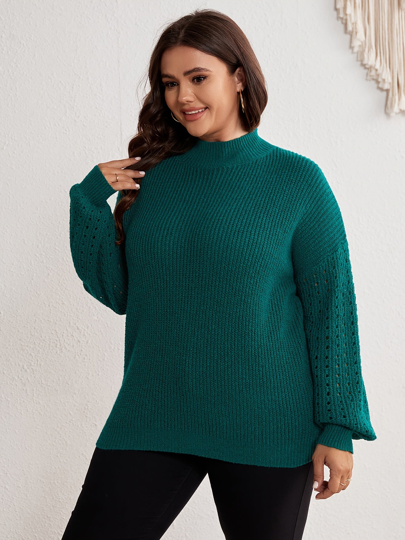 Solid Long Sleeve High Neck Knitted Jumper