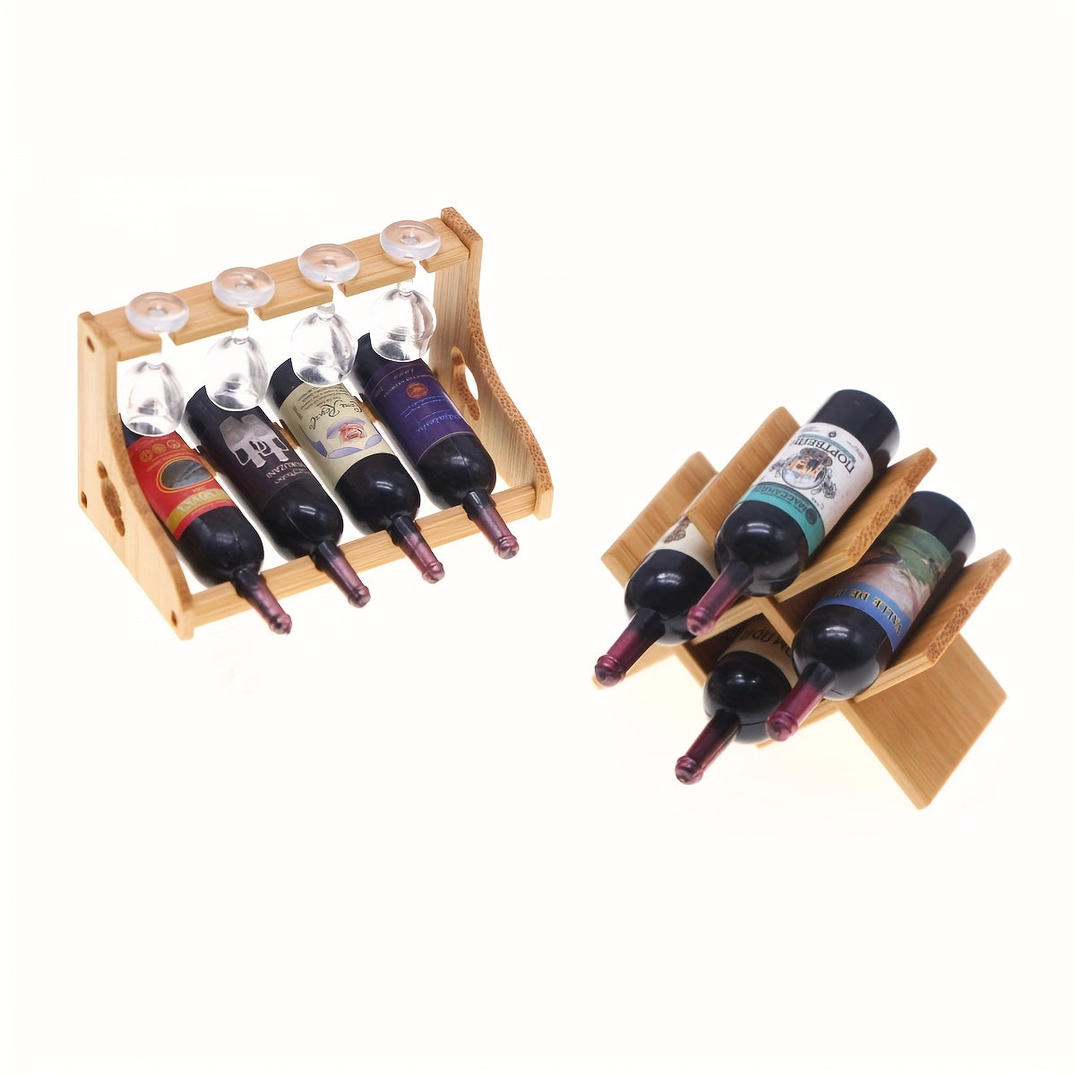 Mini Wooden Wine Rack Dollhouse Red Wine Storage Shelf DIY Model Toy House Decor