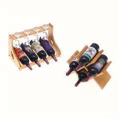 Mini Wooden Wine Rack Dollhouse Red Wine Storage Shelf DIY Model Toy House Decor
